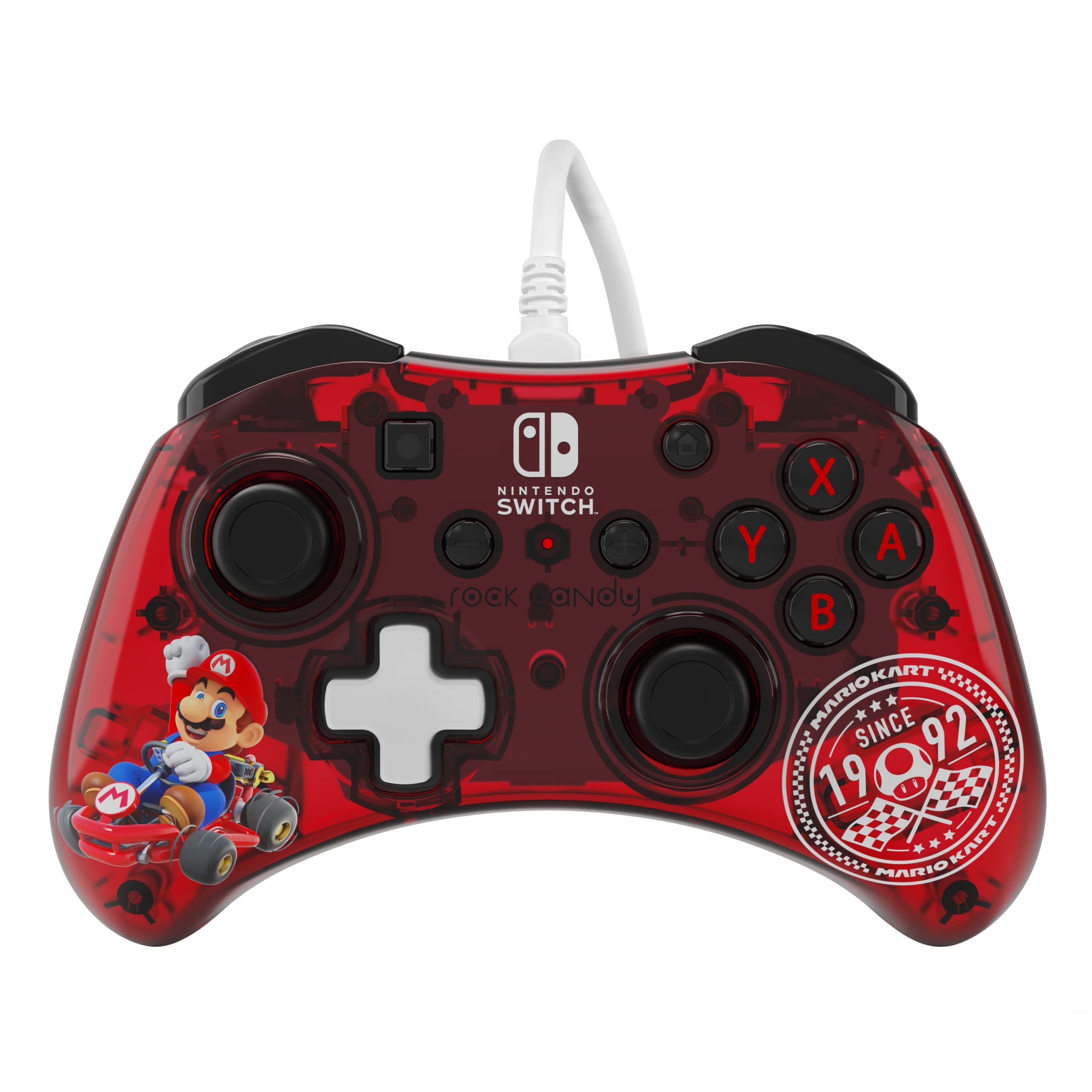 PDP Rock Candy Wired Gaming Switch Pro Controller - Official License Nintendo - OLED / Lite Compatible - Compact, Durable Travel Controller - Mario Kart Mario Kart Red