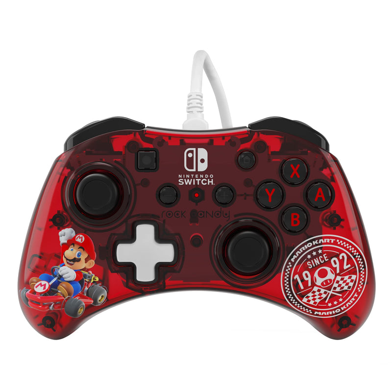 PDP Rock Candy Wired Gaming Switch Pro Controller - Official License Nintendo - OLED / Lite Compatible - Compact, Durable Travel Controller - Mario Kart Mario Kart Red