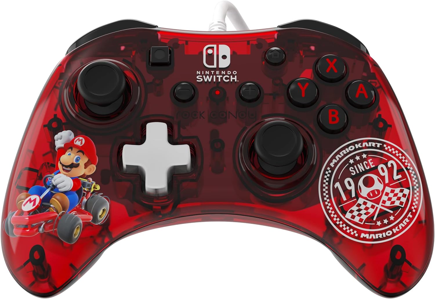 PDP Rock Candy Wired Gaming Switch Pro Controller - Official License Nintendo - OLED / Lite Compatible - Compact, Durable Travel Controller - Mario Kart Mario Kart Red