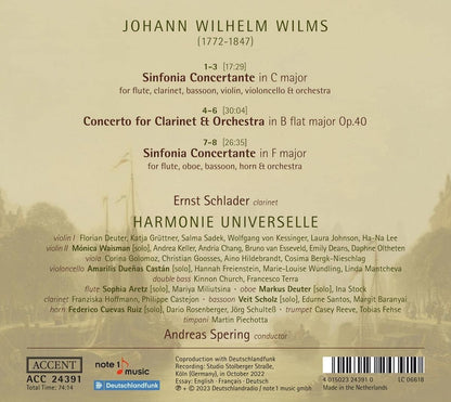 Johann Wilhelm Wilms: Clarinet Concerto/Sinfonie Concertante