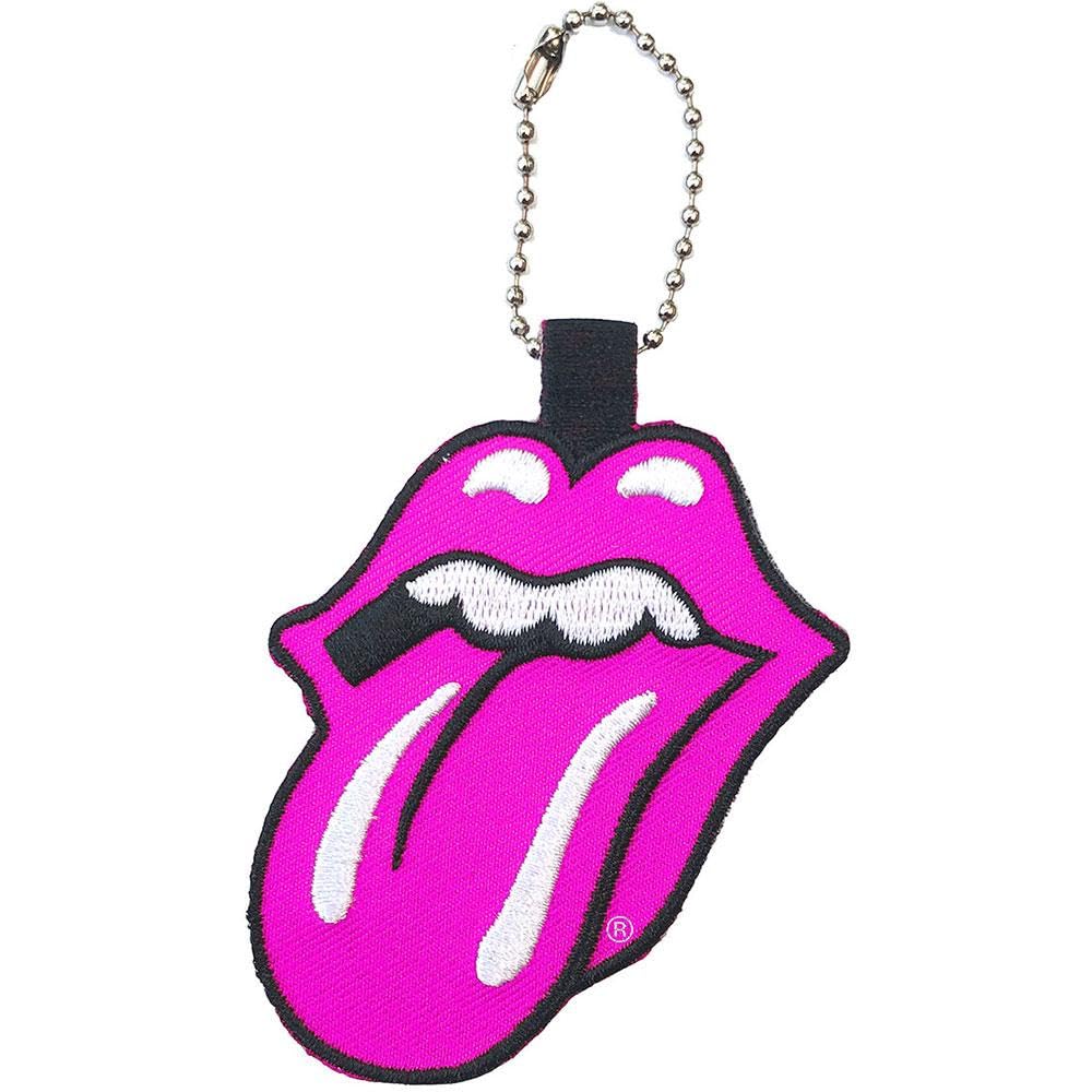 The Rolling Stones Keyring Classic Tongue Band Logo Embroidered Official Red
