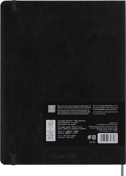 Moleskine Smart Notebook, Smart Writing System, Smart Notebook with Soft Cover, Ruled Pages and Elastic Closure, XL Format 19 x 25, Colour