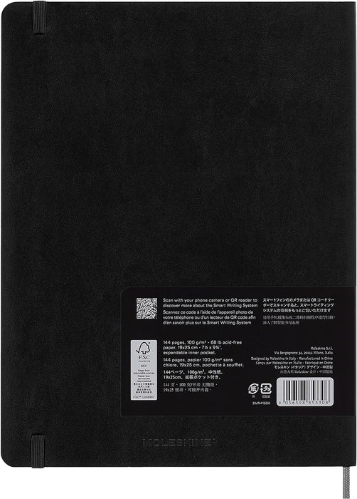 Moleskine Smart Notebook, Smart Writing System, Smart Notebook with Soft Cover, Ruled Pages and Elastic Closure, XL Format 19 x 25, Colour