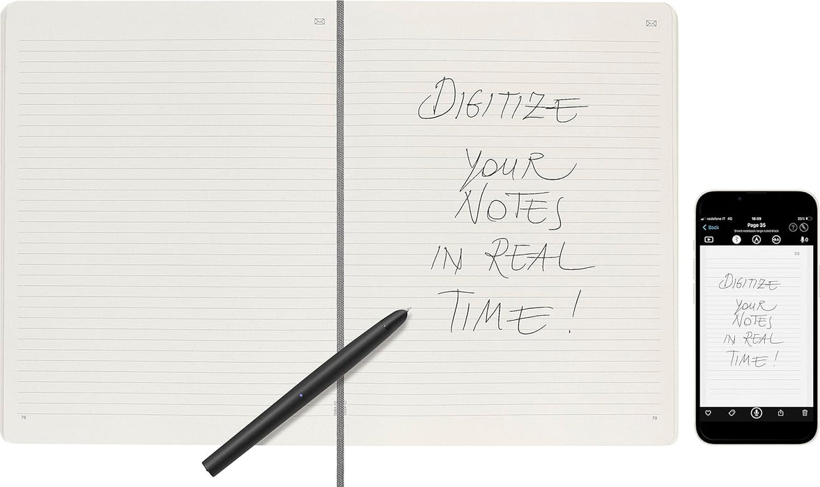 Moleskine Smart Notebook, Smart Writing System, Smart Notebook with Soft Cover, Ruled Pages and Elastic Closure, XL Format 19 x 25, Colour