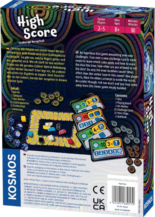 Thames & Kosmos High Score | 2 Language English and German | Dice Game| Luck Game | Board Game | Family Game | 2 to 5 Players | Ages 8+