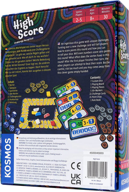 Thames & Kosmos High Score | 2 Language English and German | Dice Game| Luck Game | Board Game | Family Game | 2 to 5 Players | Ages 8+