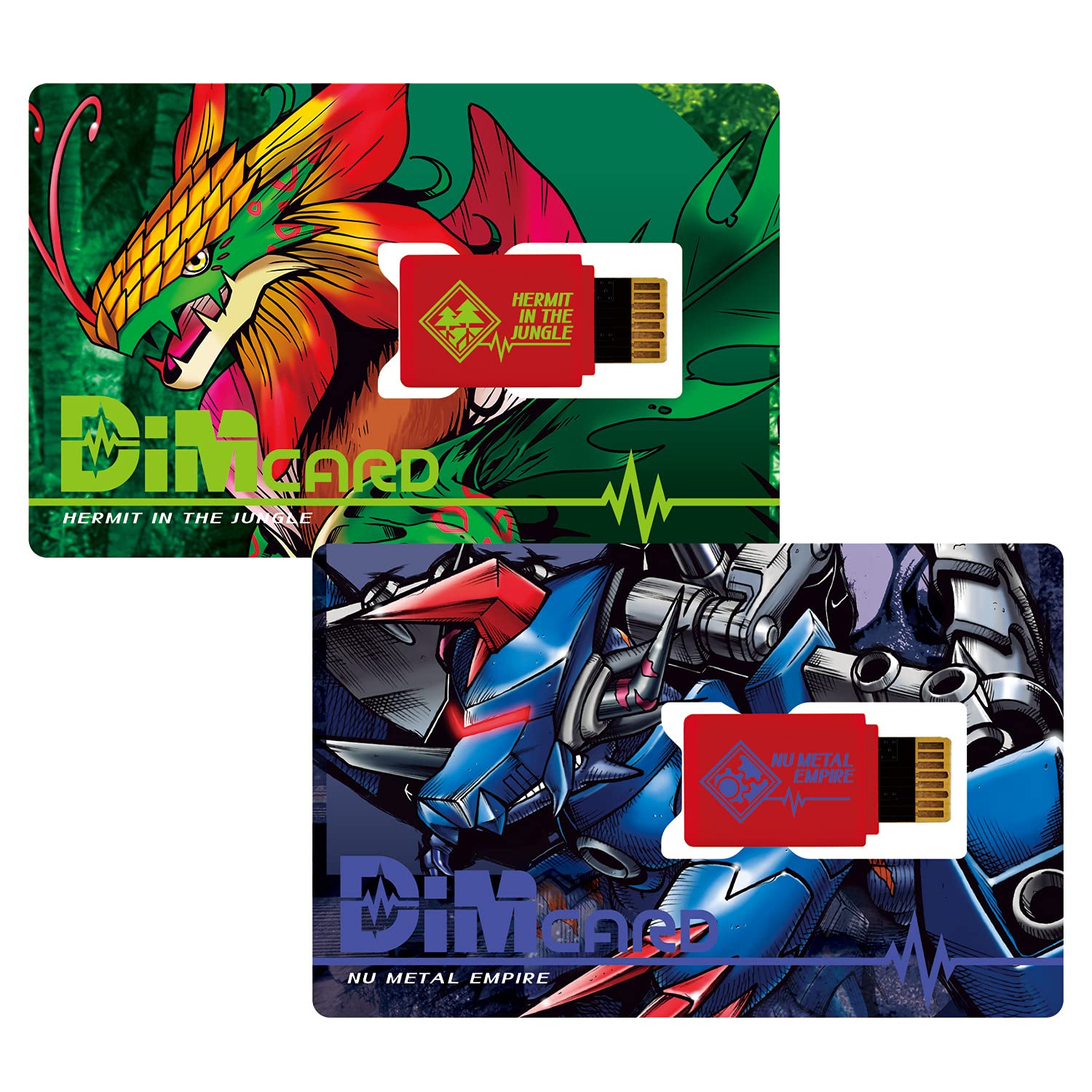 Bandai Digimon Hermit In The Jungle And Nu Metal Empire DIM Cards | Digimon DIM Card Expansions For The Digimon Vital Bracelet| Raise New Electronic Pets With These Digimon Vital Bracelet Cards