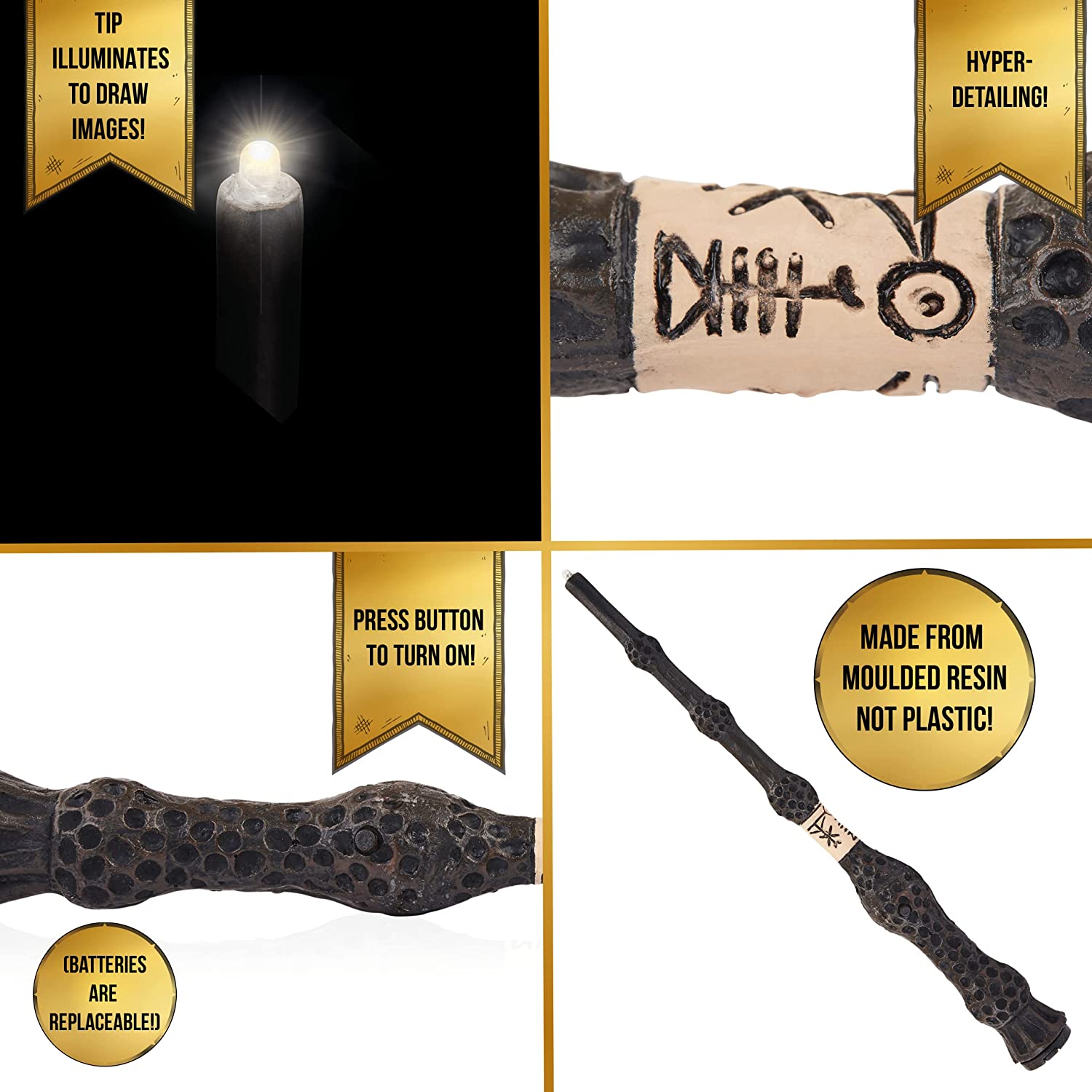 WOW STUFF The Elder 7" Lumos Light Painting Wand, Wizarding World, Official Harry Potter Collectables, Toys and Gifts