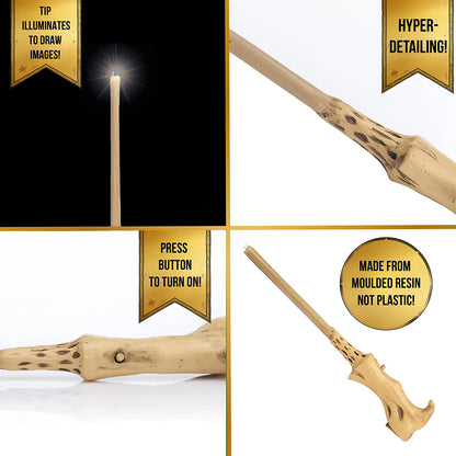 WOW STUFF Voldemort Lumos Wand 7" Light up Harry Potter Official Wands and Wizarding World Gifts, Toys Collectables, Role Play or Dress-up Costume Accessory, Multicolor