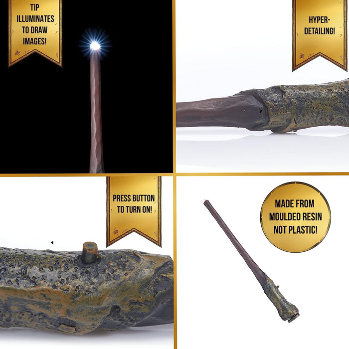 WOW! STUFF - Ron Weasley Lumos Wand 7 Inch Light up, Wizarding World Harry Potter Gifts, Toys and Collectables Role Play or Dress-up Costume Accessory for Fans, Girls Boys, Ages 6 to Adult, Brown