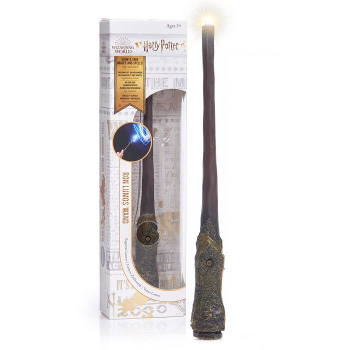 WOW! STUFF - Ron Weasley Lumos Wand 7 Inch Light up, Wizarding World Harry Potter Gifts, Toys and Collectables Role Play or Dress-up Costume Accessory for Fans, Girls Boys, Ages 6 to Adult, Brown