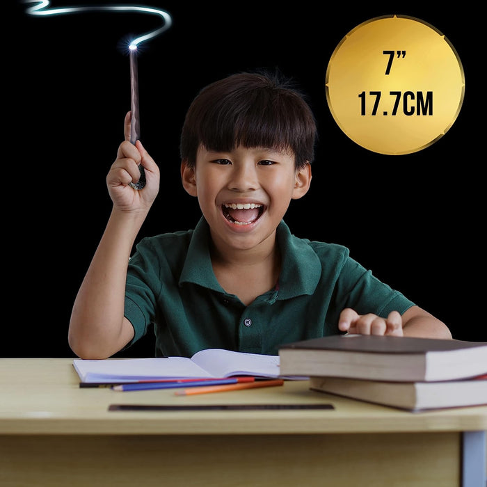 WOW! STUFF - Ron Weasley Lumos Wand 7 Inch Light up, Wizarding World Harry Potter Gifts, Toys and Collectables Role Play or Dress-up Costume Accessory for Fans, Girls Boys, Ages 6 to Adult, Brown