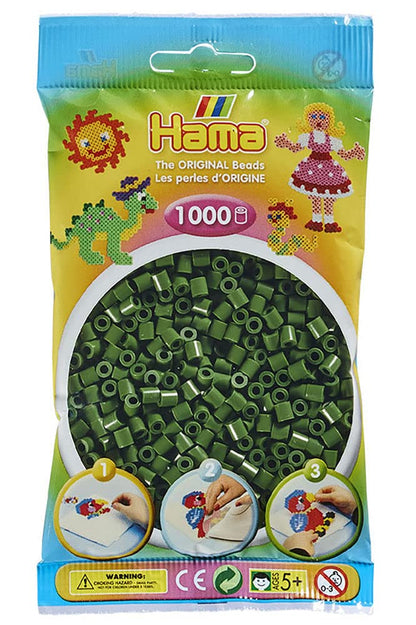 HAMA - sachet de perles à repasser | env. 1000 perles midi | loisirs créatifs et mosaïques pour enfants dès 5 ans | jeu créatif et décoration artisanale | Forrest Green