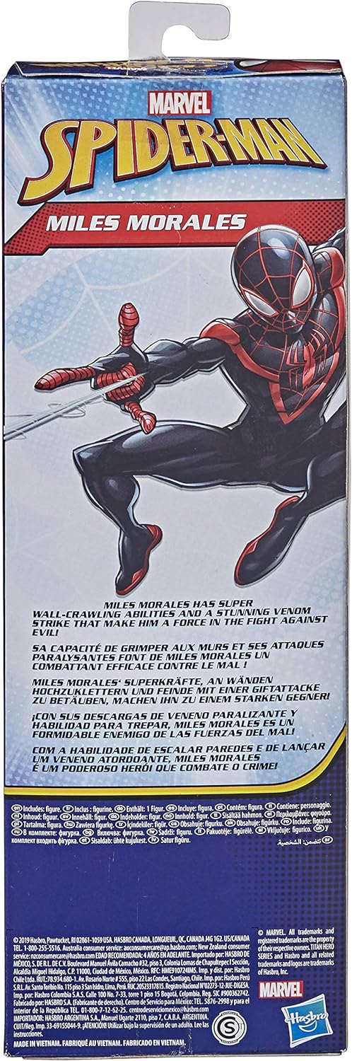 MARVEL E85255X3 Spider-Man: Titan Series Miles Morales 30-cm-Scale Super Hero Action Figure Toy, Multi Colour