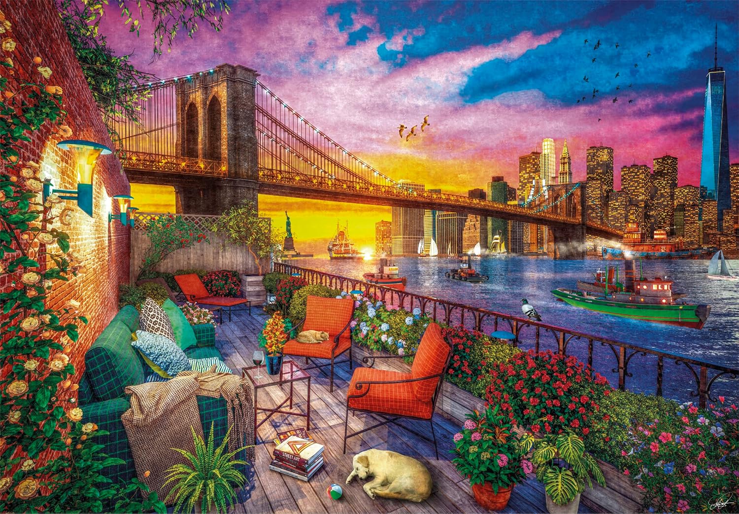 Clementoni - Puzzle Adulto 3000 Piezas Puesta de Sol en ático en Manhattan - Desde 14 años (33552