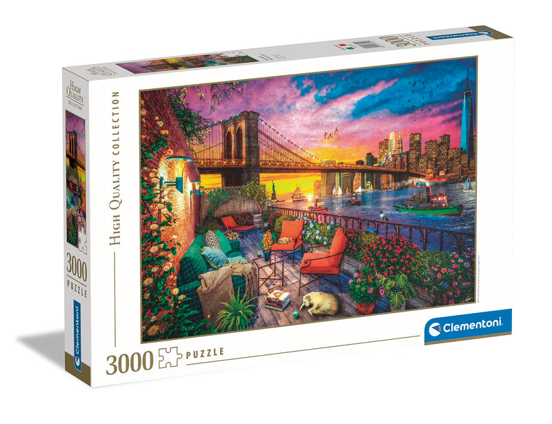 Clementoni - Puzzle Adulto 3000 Piezas Puesta de Sol en ático en Manhattan - Desde 14 años (33552