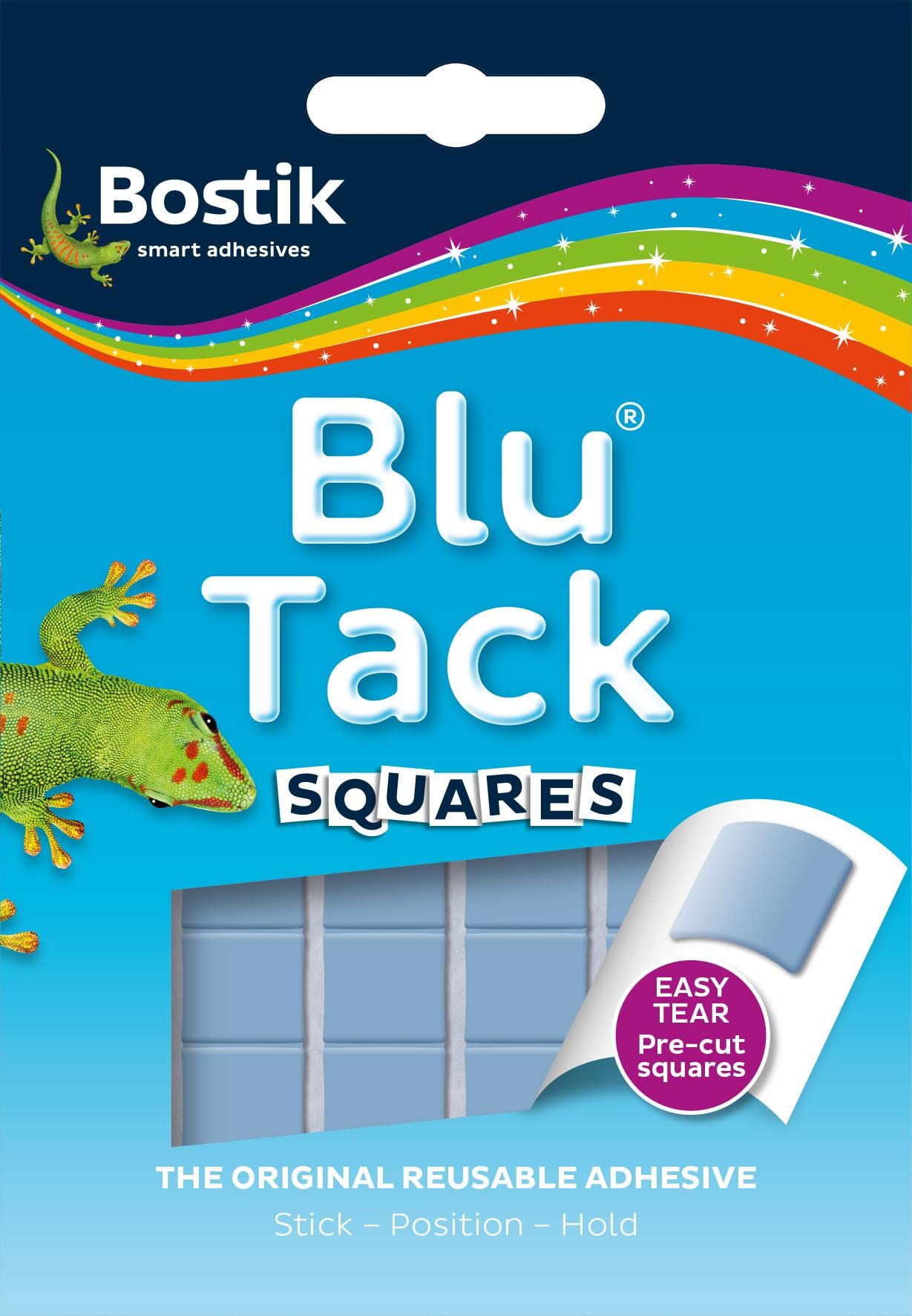 Bostik Blu Tack Squares, Multipurpose Reusable Adhesive, Clean, Safe & Easy to Use, Non-Toxic, 45g
