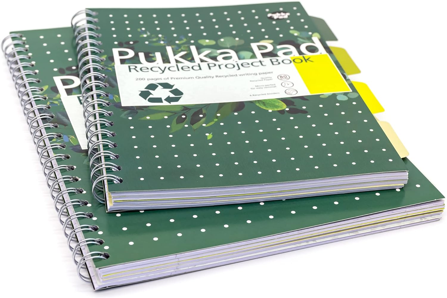 Pukka Pad, Recycled Double Spiral Bound B5 Project Book with 4 Dividers - 80GSM FSC Recycled Paper with Perforated and 4-Hole Punched Margins – Recycle Alongside other Household Items-Pack of 3