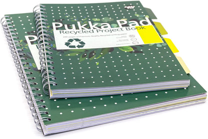 Pukka Pad, Recycled Double Spiral Bound B5 Project Book with 4 Dividers - 80GSM FSC Recycled Paper with Perforated and 4-Hole Punched Margins – Recycle Alongside other Household Items-Pack of 3