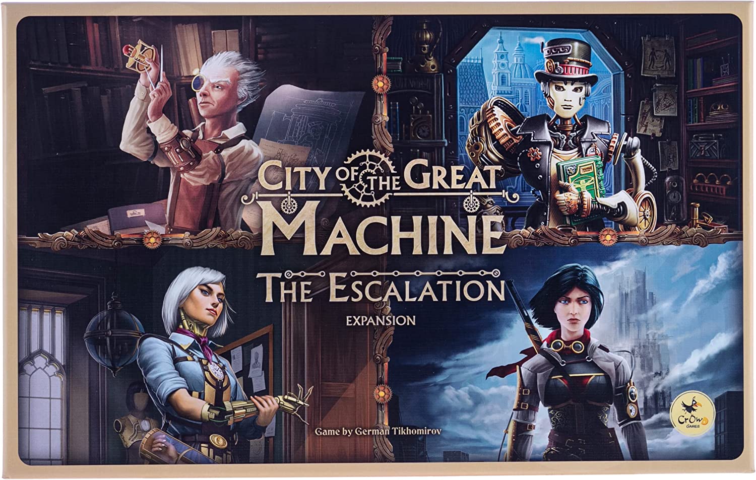 City of The Great Machine. The Escalation Board Game Expansion |1-4 Players | Ages 14 and up | Steampunk | One-vs-Many | Hidden Movement | Cooperative & Solo | Average Playtime 60-90 min