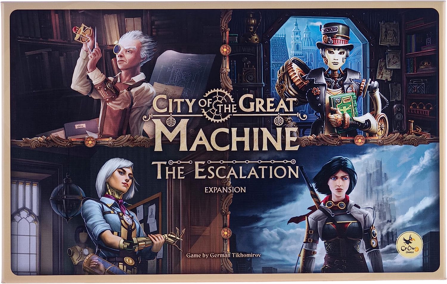 City of The Great Machine. The Escalation Board Game Expansion |1-4 Players | Ages 14 and up | Steampunk | One-vs-Many | Hidden Movement | Cooperative & Solo | Average Playtime 60-90 min
