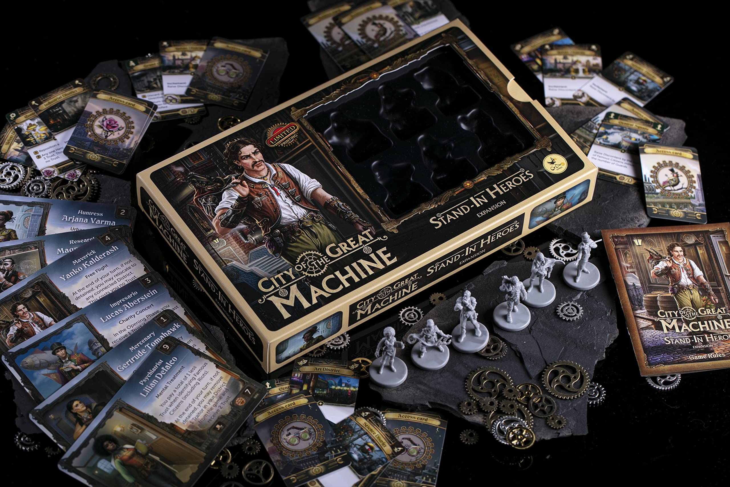 City of The Great Machine. Stand-in Heroes Board Game Expansion |1-4 Players | Ages 14 and up | Steampunk | One-vs-Many | Hidden Movement | Cooperative & Solo | Average Playtime 60-90 min