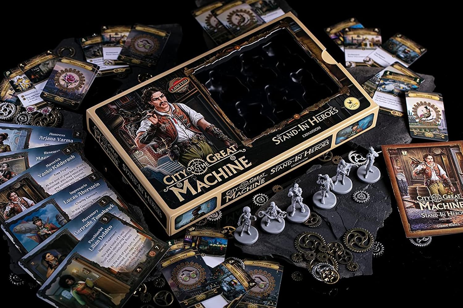 City of The Great Machine. Stand-in Heroes Board Game Expansion |1-4 Players | Ages 14 and up | Steampunk | One-vs-Many | Hidden Movement | Cooperative & Solo | Average Playtime 60-90 min