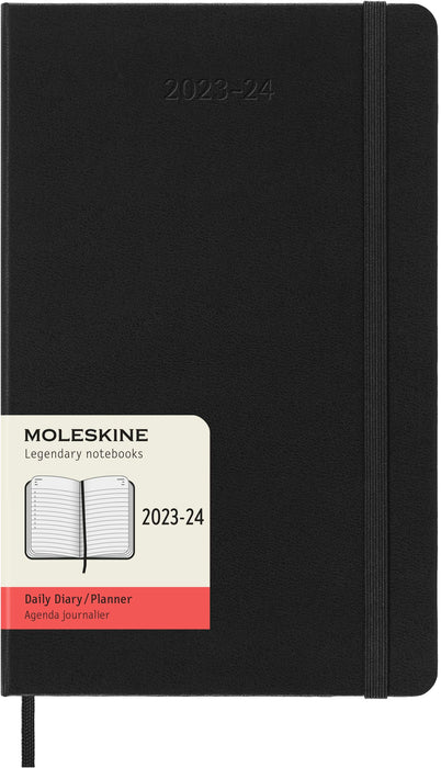 Moleskine Daily Planner 2023-2024, 18-Month Agenda, Hard Cover Daily Planner, Large Format 13 x 21 cm, Colour Black Black Large 13x21 Hard Cover - Daily