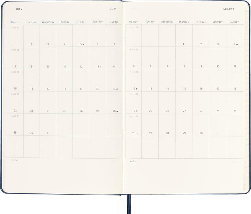 Moleskine Weekly Planner 2023-2024, 18-Month Agenda, Weekly Diary with Hard Cover, Large Size 13 x 21 cm , Colour