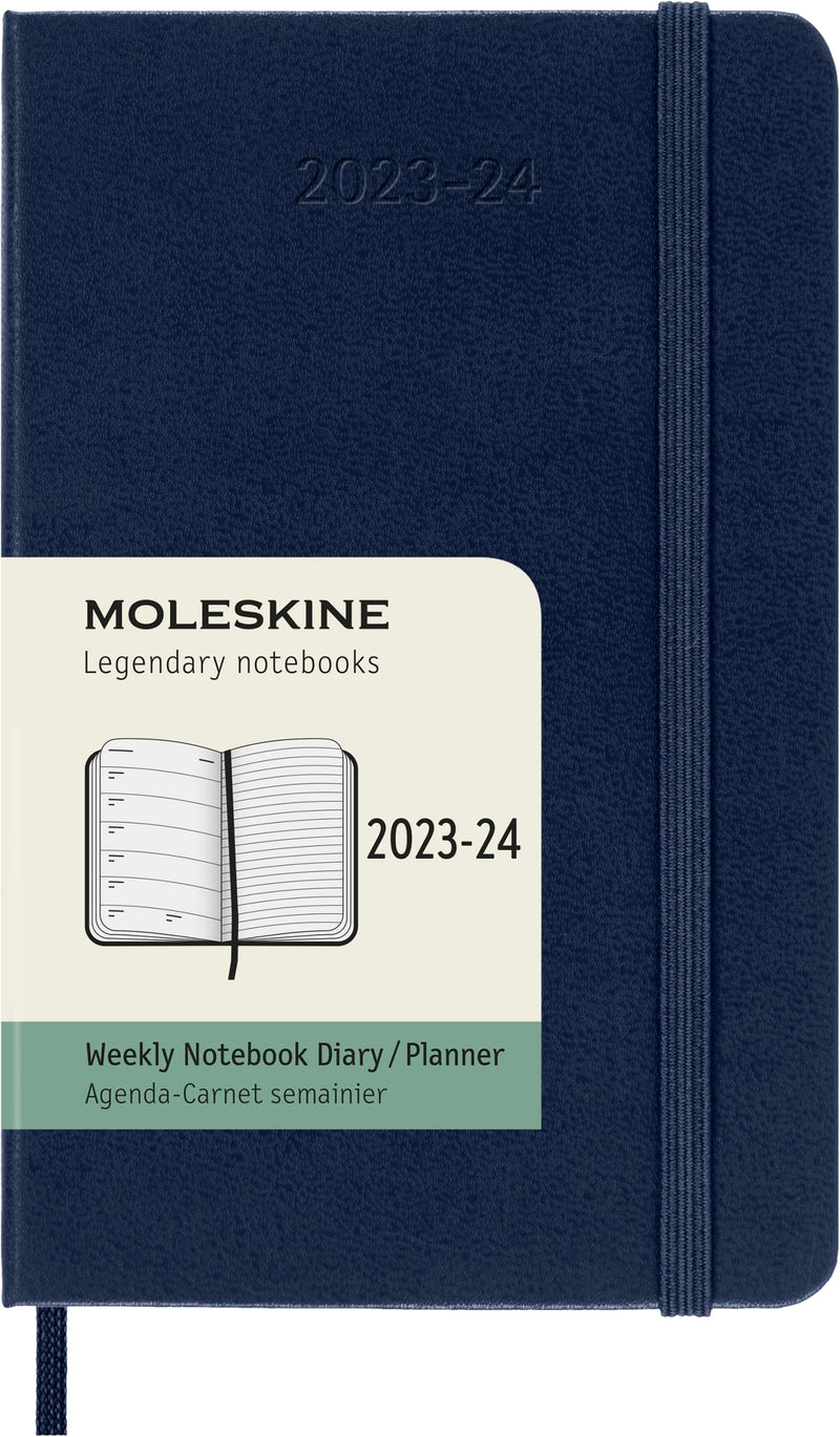 Moleskine Weekly Planner 2023-2024, 18-Months Agenda, Academic Diary, Weekly Diary with Hard Cover, Pocket size 9 x 14 cm, Colour