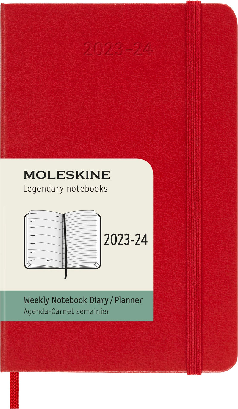 Moleskine Weekly Planner 2023-2024, 18-Months Agenda, Academic Diary, Weekly Diary with Hard Cover, Pocket Size 9 x 14 cm, Colour