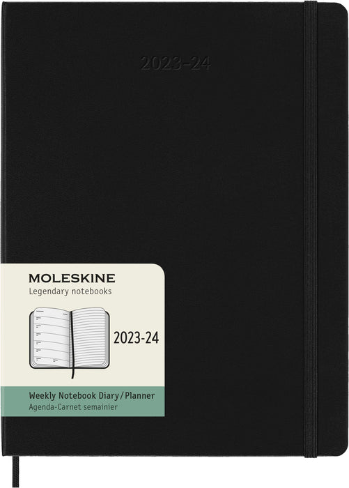 Moleskine Weekly Planner 2023-2024, 18-Month Agenda, Academic Diary, Weekly Diary with Hard Cover, Extra Large 19 x 25 cm Format, Colour Black Black Extra Large 19x25 Hard Cover - Weekly