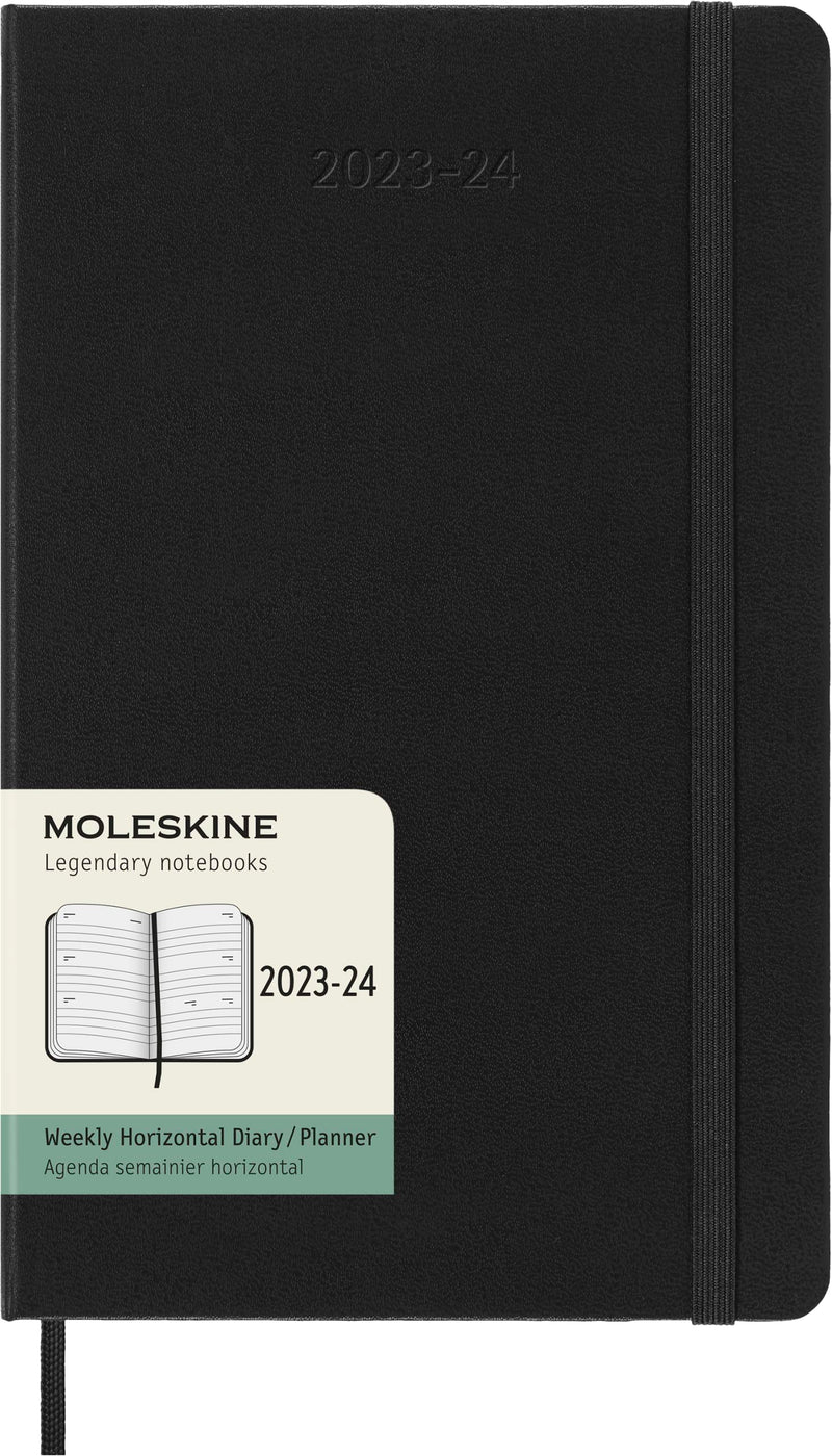 Moleskine Weekly Planner 2023-2024, 18-Month Horizontal Agenda, Weekly Diary with Hard Cover, Large Size 13 x 21 cm, Colour
