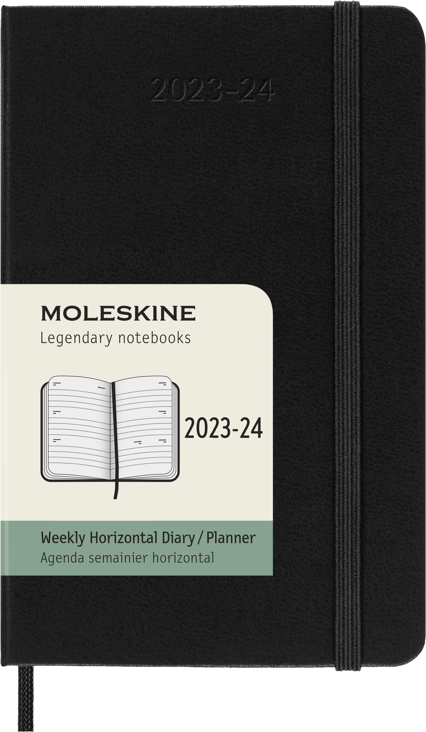 Moleskine Weekly Planner 2023-2024, 18-Month Agenda Horizontal, Hard Cover Weekly Planner, Pocket Size 9 x 14 cm, Colour