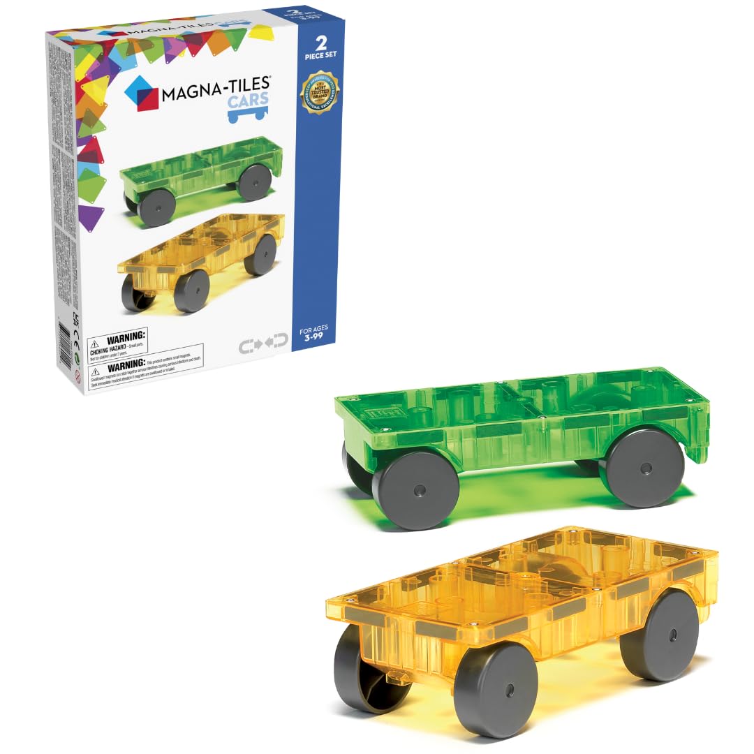 Magna-Tiles Cars Expansion Set, The Original Magnetic Building Tiles For Creative Open-Ended Play, Educational Toys For Children Ages 3 Years + (2 Pieces