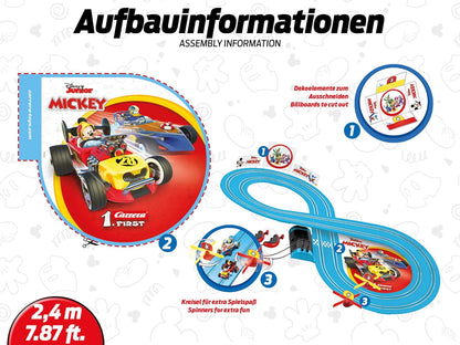 Carrera FIRST Mickey's Fun Race - Slot Car Racing Track for Children from 3 Years | 2.4m Race Track with Mickey Mouse and Donald Duck | Gifts for Children for Birthday & Christmas