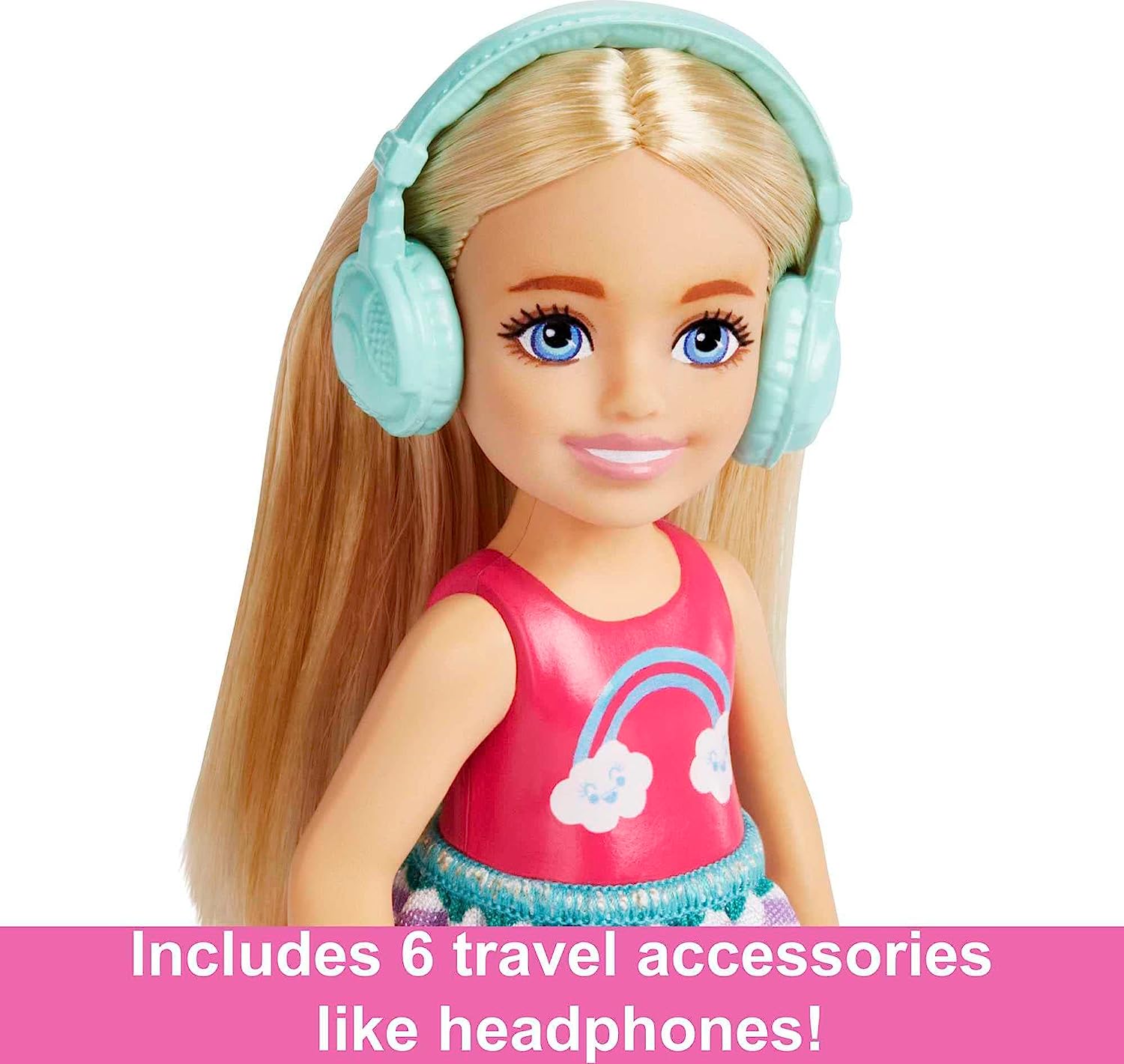 Barbie Toys, Chelsea Doll and Accessories, Travel Set with Puppy and 6 Pieces Including Pet Carrier, HJY17