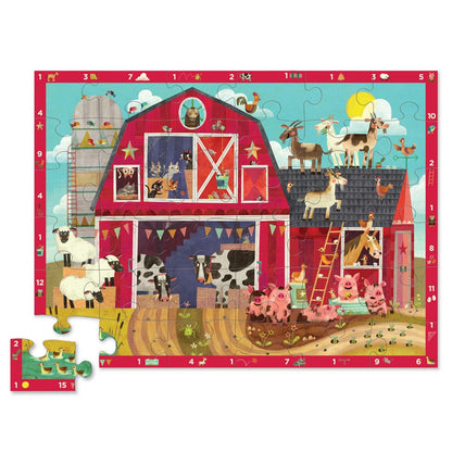 Bertoy 3840720 Shaped Box Puzzle, Barnyard 123, 36 Pieces