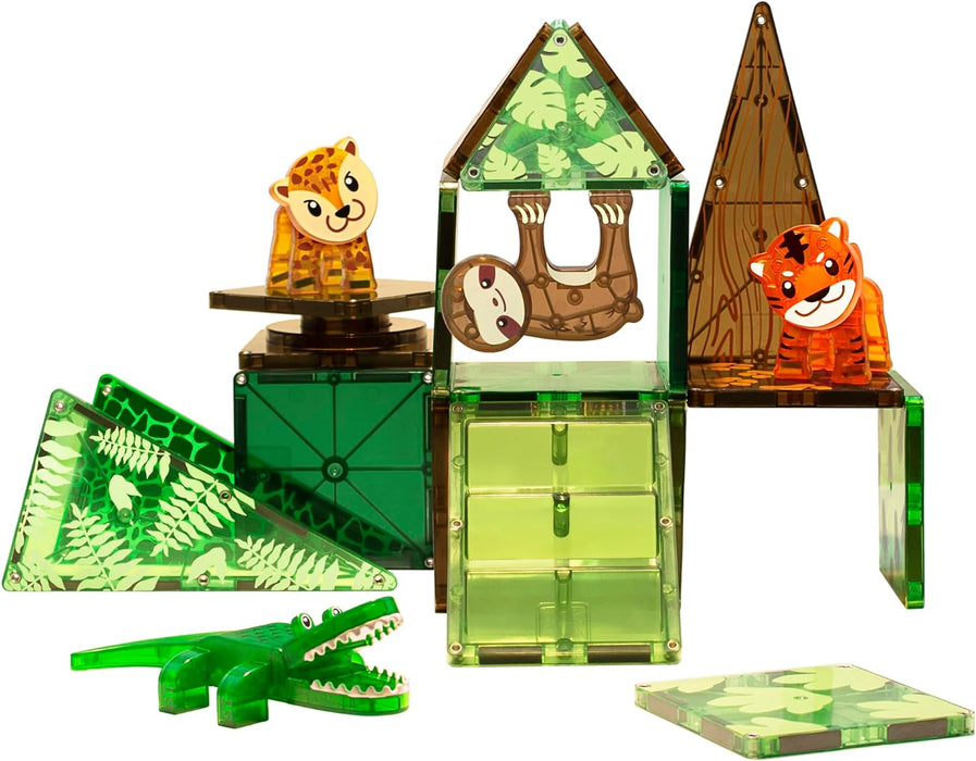 Magna-Tiles Jungle Animals 25 Piece Set, The Original Magnetic Building Tiles For Creative Open-Ended Play, Educational Toys For Children Ages 3 Years + (25 Pieces)
