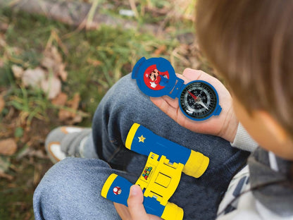 Lexibook RPTW12NI Nintendo Super Mario-avonturierset voor kinderen, Walkie-talkies, verrekijker, kompas, zaklamp, blauw/geel