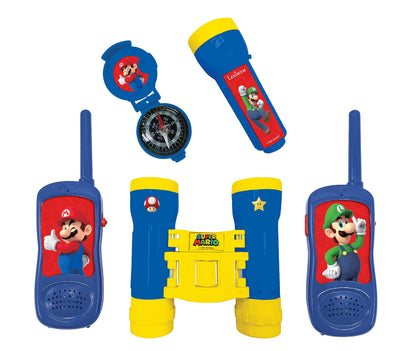 Lexibook RPTW12NI Nintendo Super Mario-avonturierset voor kinderen, Walkie-talkies, verrekijker, kompas, zaklamp, blauw/geel