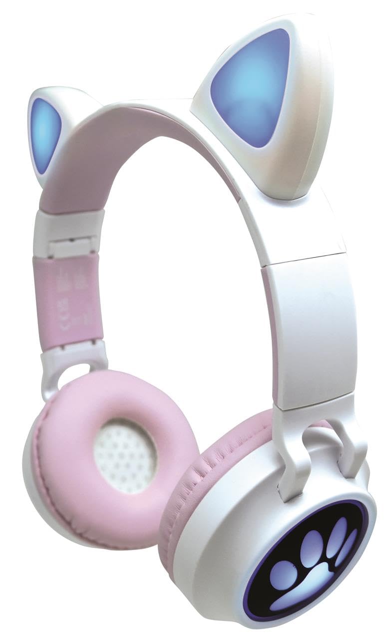 LEXIBOOK, Auriculares inalámbricos Recargables 2 en 1 con Luces, Sonido estéreo, Inalámbrico con Cable, Plegable, Ajustable, Luces LED, HPBTKT