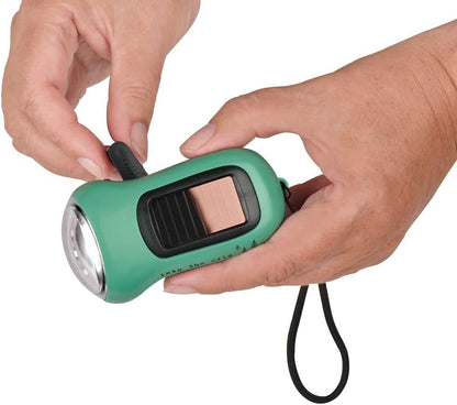 moses. Fernweh Dynamo Solar Flashlight, Rechargeable Battery Torch with Hand Crank and Solar Panel, Crank Torch with 3 Bright LEDs and Hand Strap