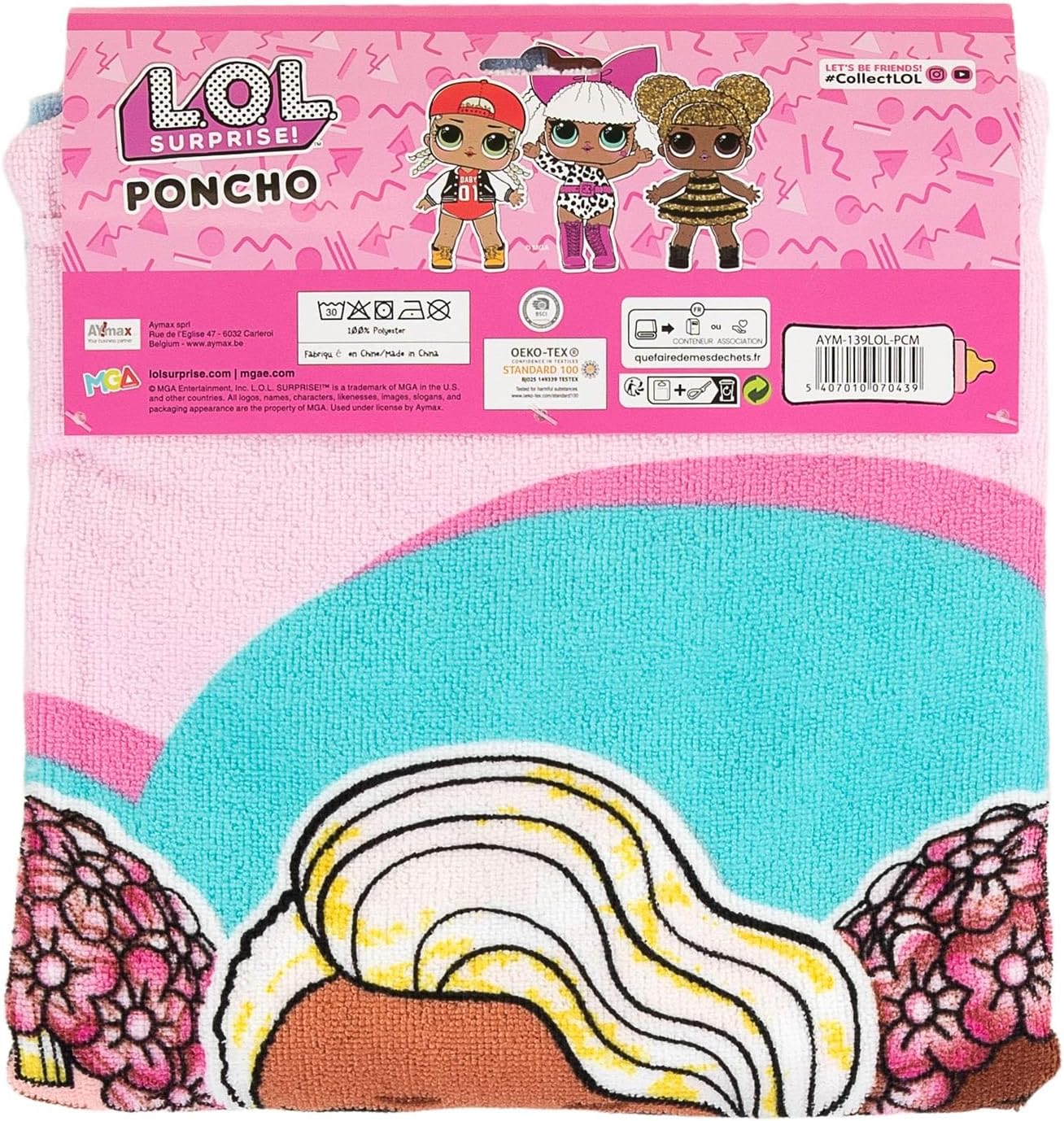 Aymax Poncho avec capuche - Poupées LOL Surprise dans l'eau