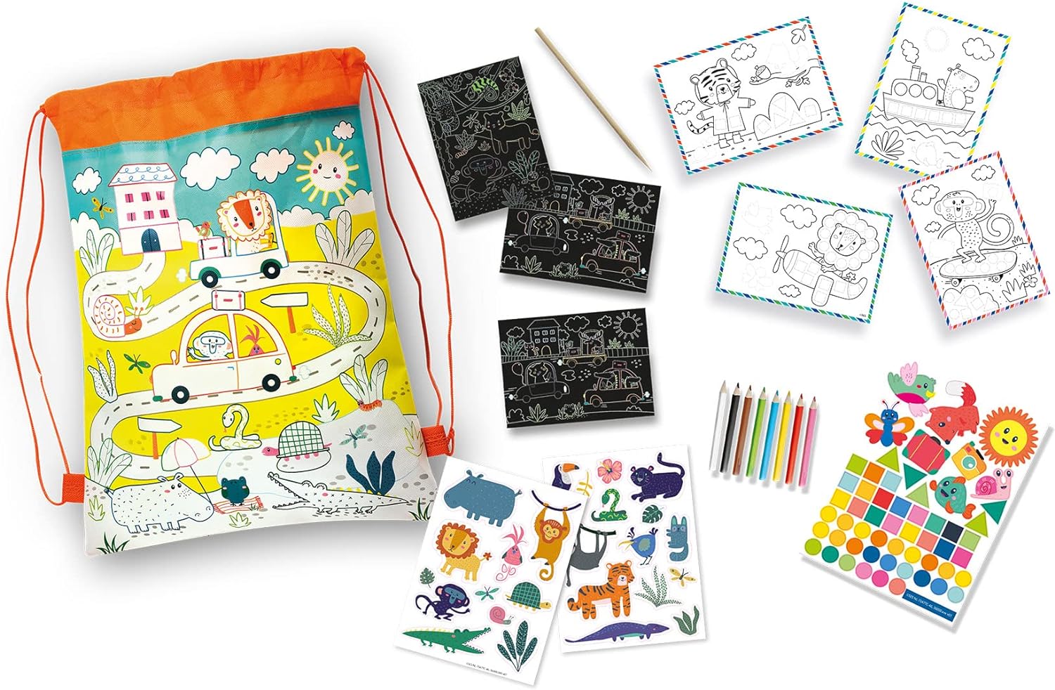 SES Creative Wrap&Go Travel Games - Four in a Row - Dots and Boxes - Pack Croco