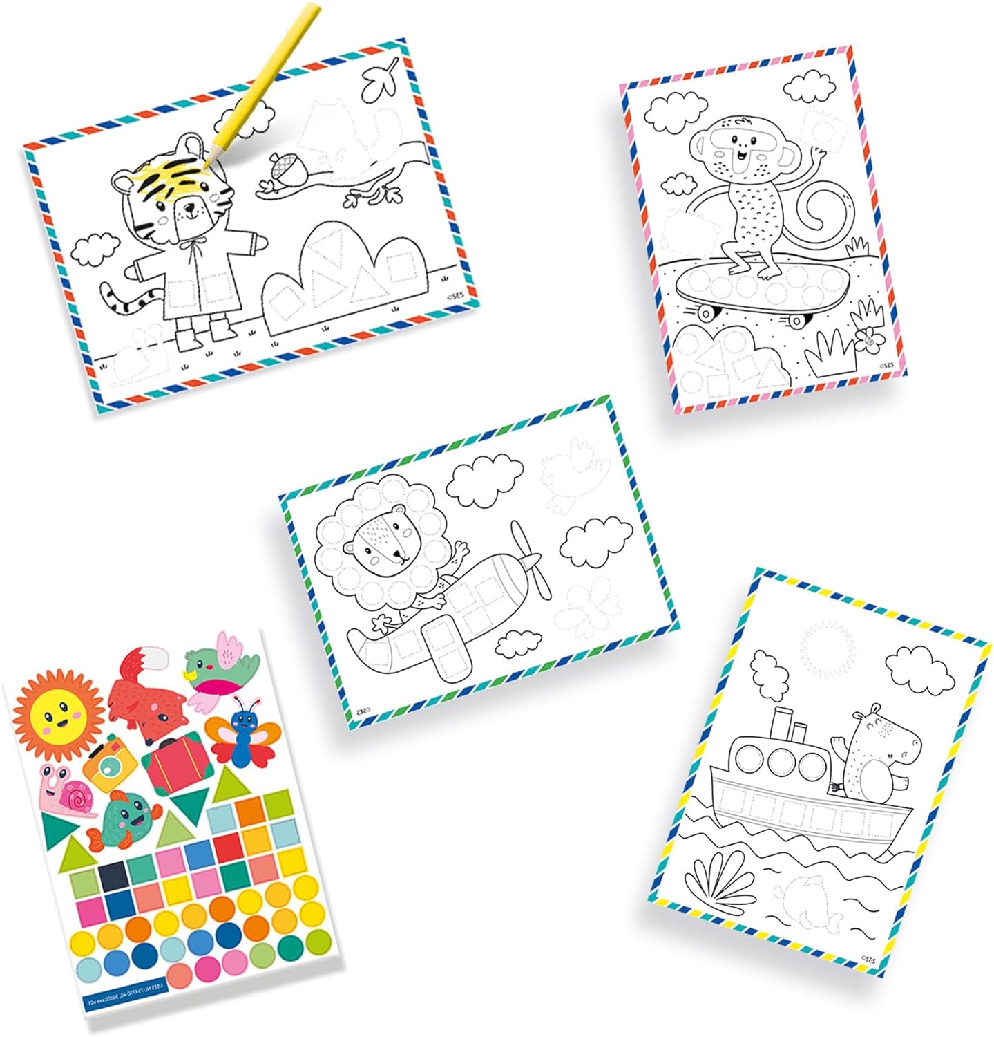 SES Creative Wrap&Go Travel Games - Four in a Row - Dots and Boxes - Pack Croco