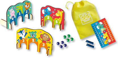 SES Creative- Juego de canicas - Arcos de Madera, Color Blanco. (02301