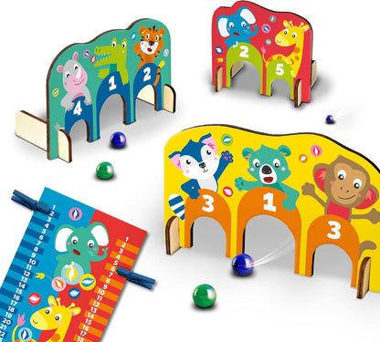 SES Creative- Juego de canicas - Arcos de Madera, Color Blanco. (02301