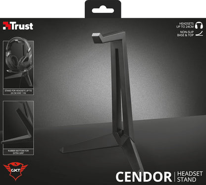 Trust Gaming GXT 260 Cendor Headset Stand, Universal Headphone Holder, Hook with Non-slip Base, Desk Organiser with Rubber Pads for Gaming Accessories - Black