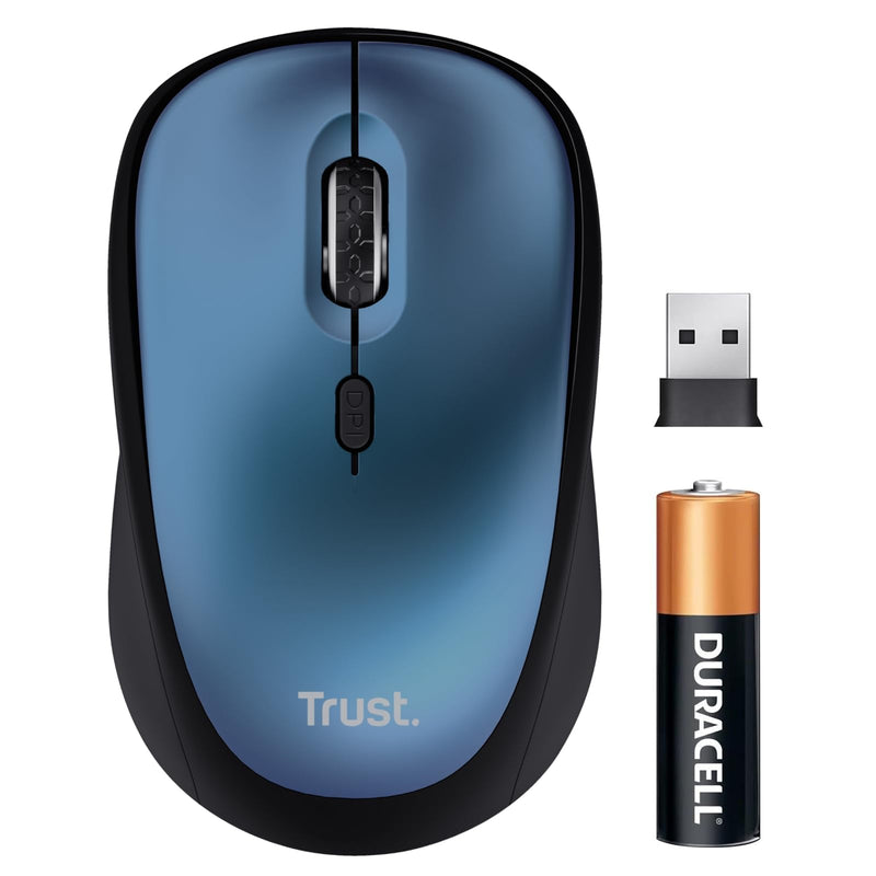 Trust Yvi+ Silent Wireless Mouse, Sustainable Design, 800-1600 DPI, For Left and Right Hand Users, Storable USB Micro Receiver, Quiet Compact Computer Mouse for PC, Laptop, Mac, Home Office
